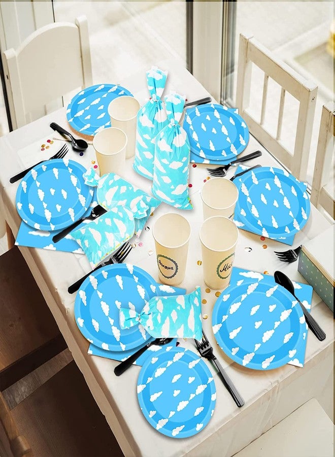 Lecferrarc 100 Pcs Blue Sky White Clouds Treat Bags White Clouds Print Cellophane Candy Bags Cartoon Story Party Favors with Twist Ties for Birthday Party Baby Shower Supplies - Image 5